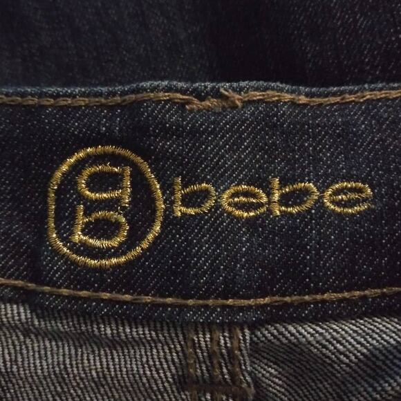 Bebe Bling Pocket Dark Wash Kayla Low Rise Straight Leg Jeans Y2K Sz 26 - Picture 5 of 7